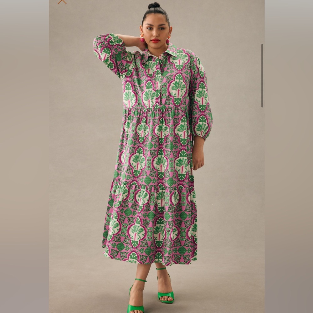 Anthropologie Maeve Bettina Tiered Shirt Dress 1X